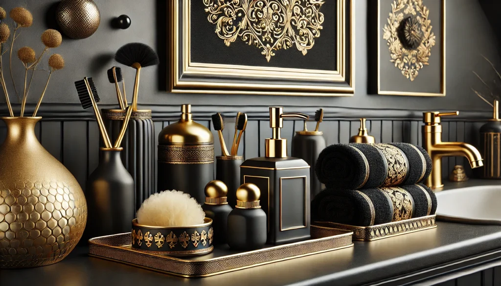 Elegant Accessories How Can Accessories Enhance Your Black and Gold Bathroom