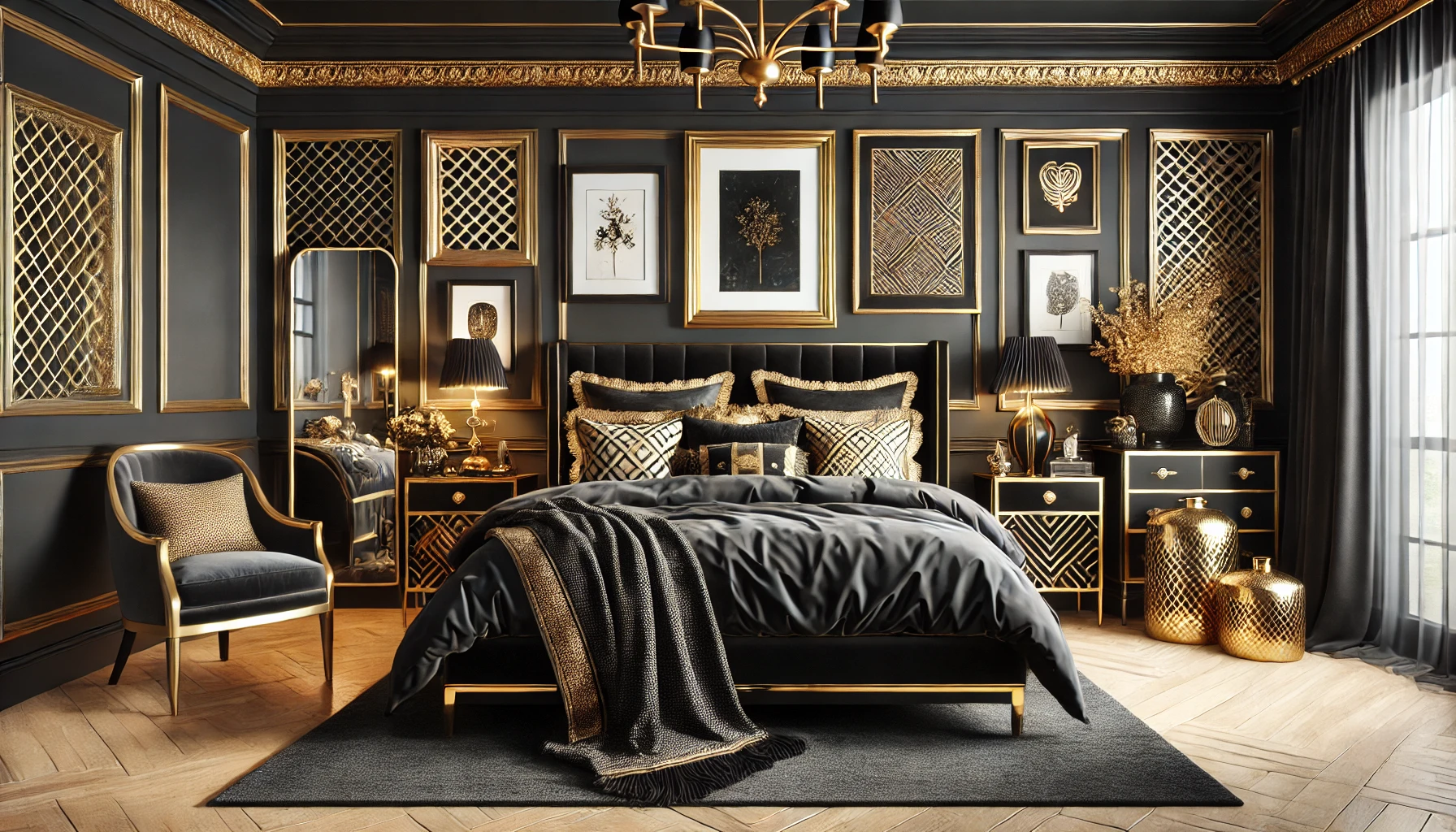 Luxurious Black and Gold Bedroom Decor Ideas